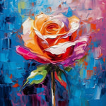 Colorful palette knife rose cross stitch kit for beginners