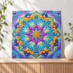Finished colorful pearl mandala flower pearl diamond painting artwork displayed as holiday home decor