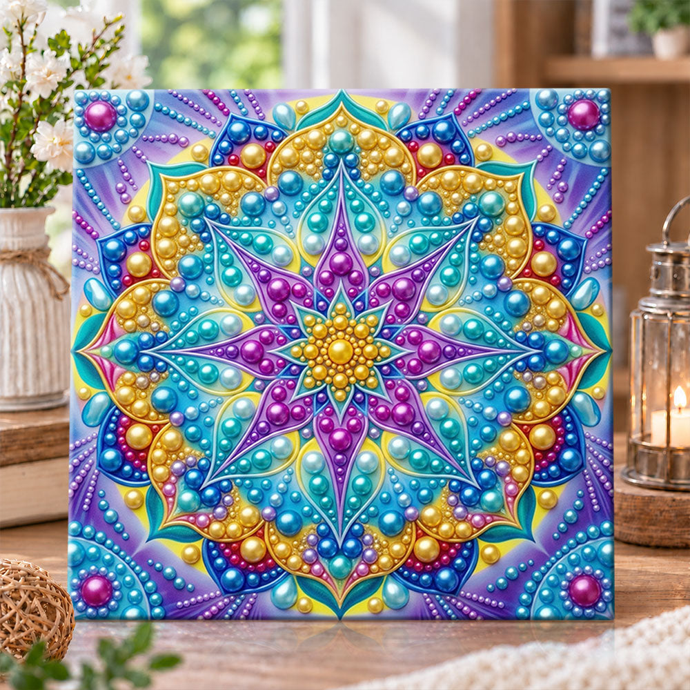 Colorful pearl mandala flower pearl diamond painting kit for beginners