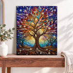 Finished colorful pearl tree of life pearl diamond painting artwork displayed as home decor