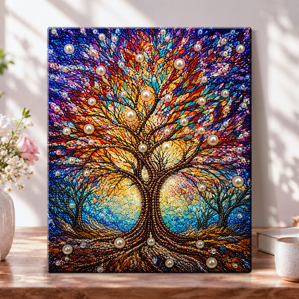 Colorful pearl tree of life pearl diamond painting kit for beginners