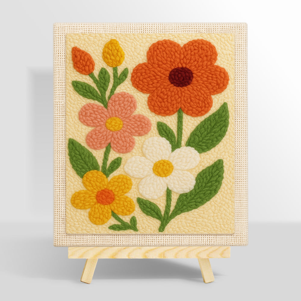 Colorful petal flowers punch needle kit for beginners