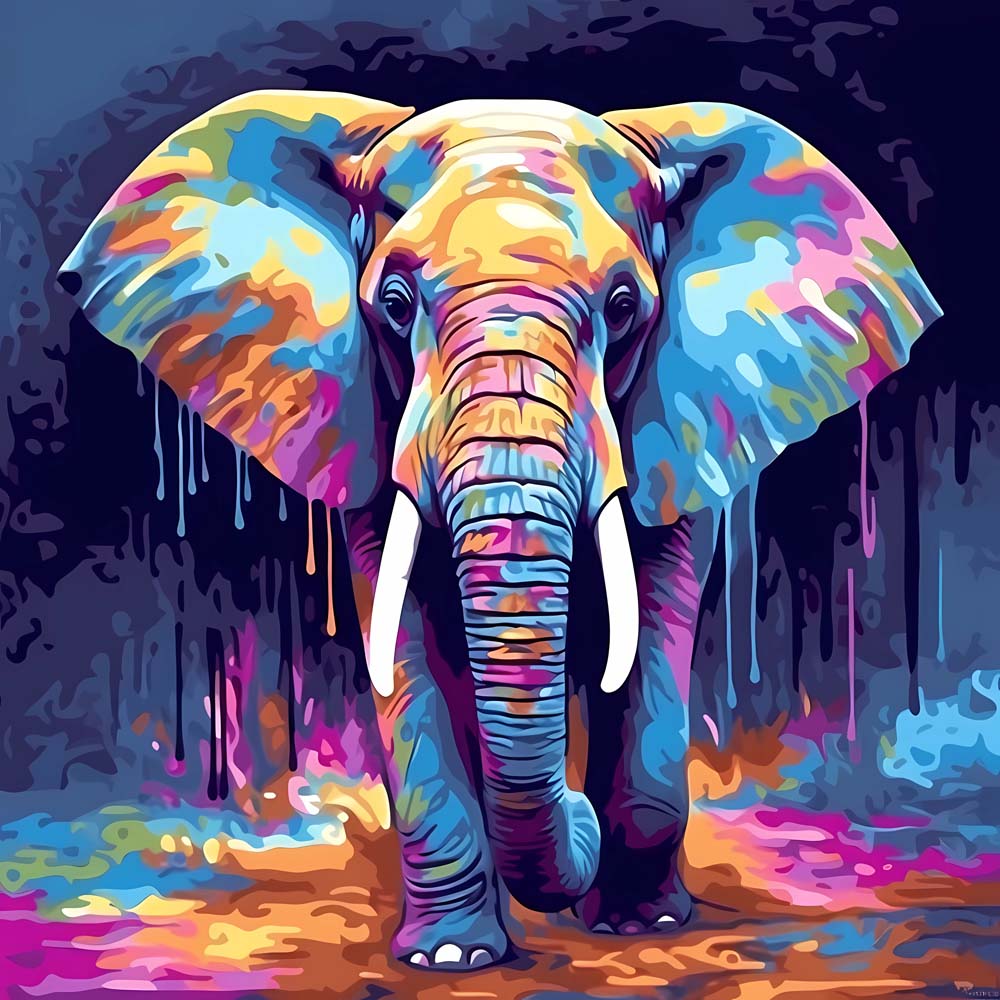 Colorful pop‑art elephant cross stitch kit for beginners