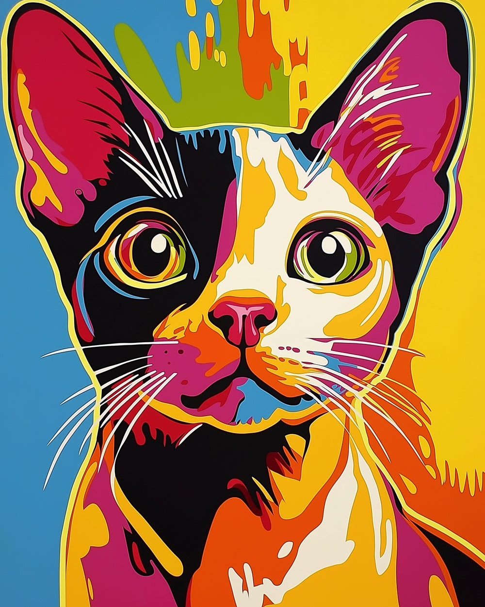 Colorful pop kitten cross stitch kit for beginners