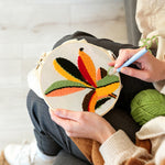 Creating handmade colorful radial leaves punch needle artwork