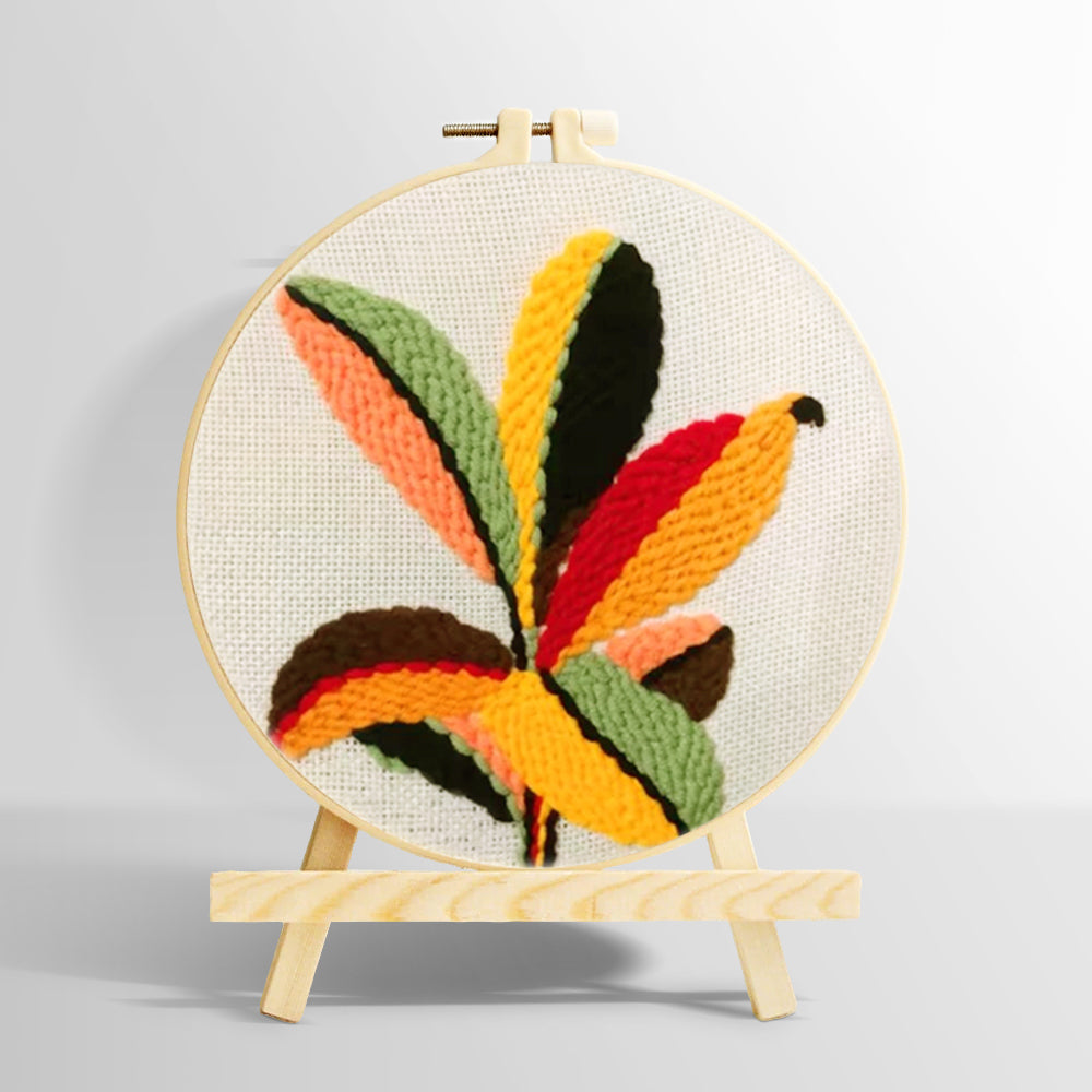Colorful radial leaves punch needle kit for beginners