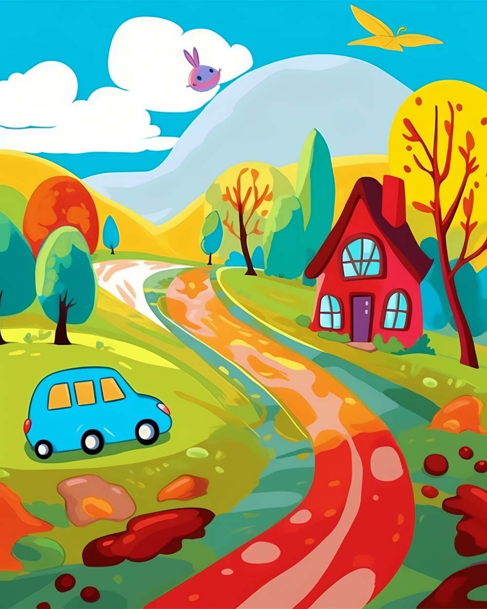 Colorful rural journey cross stitch kit for beginners