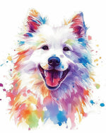 Colorful samoyed watercolor portrait cross stitch kit for beginners