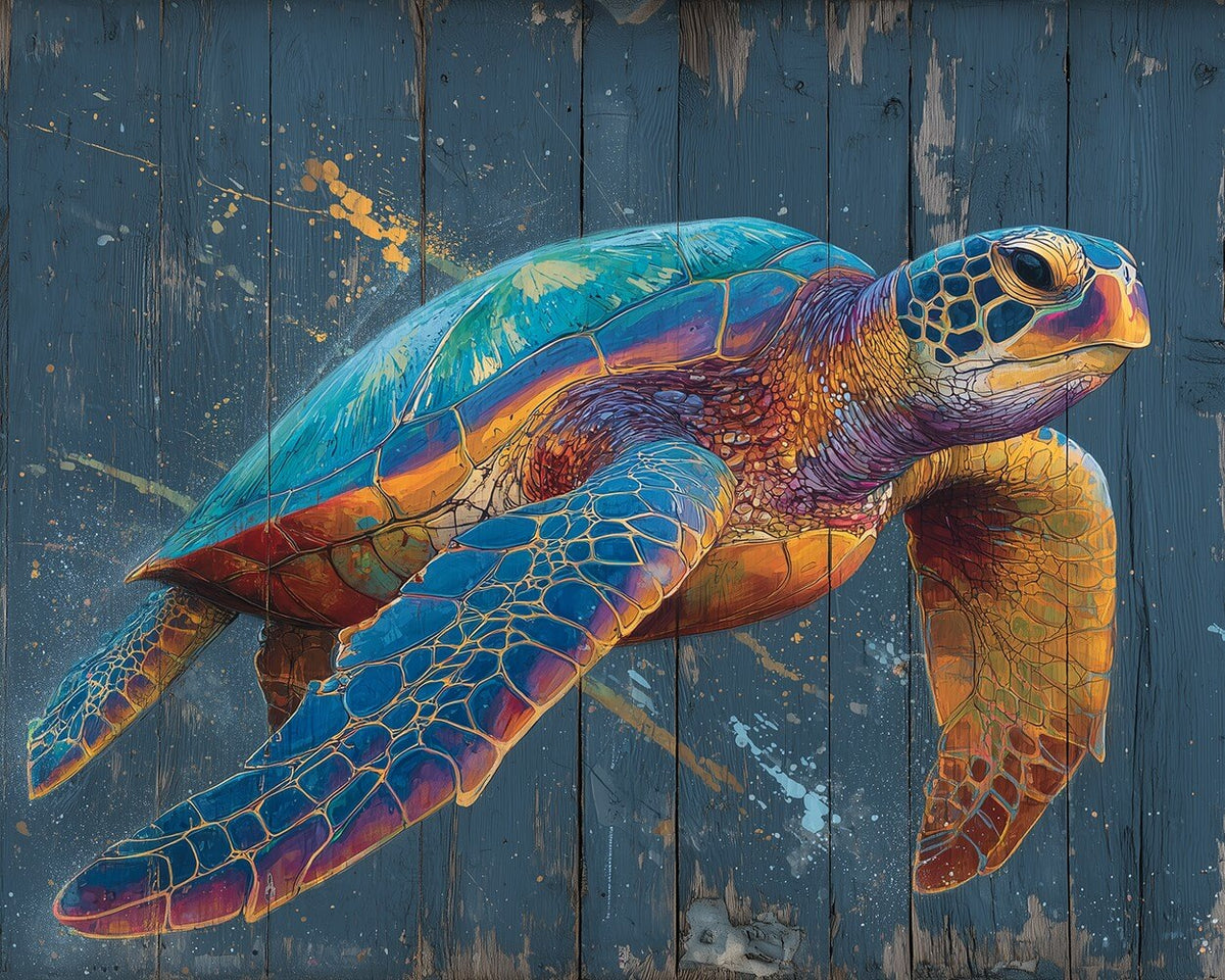 Colorful sea turtle art cross stitch kit for beginners