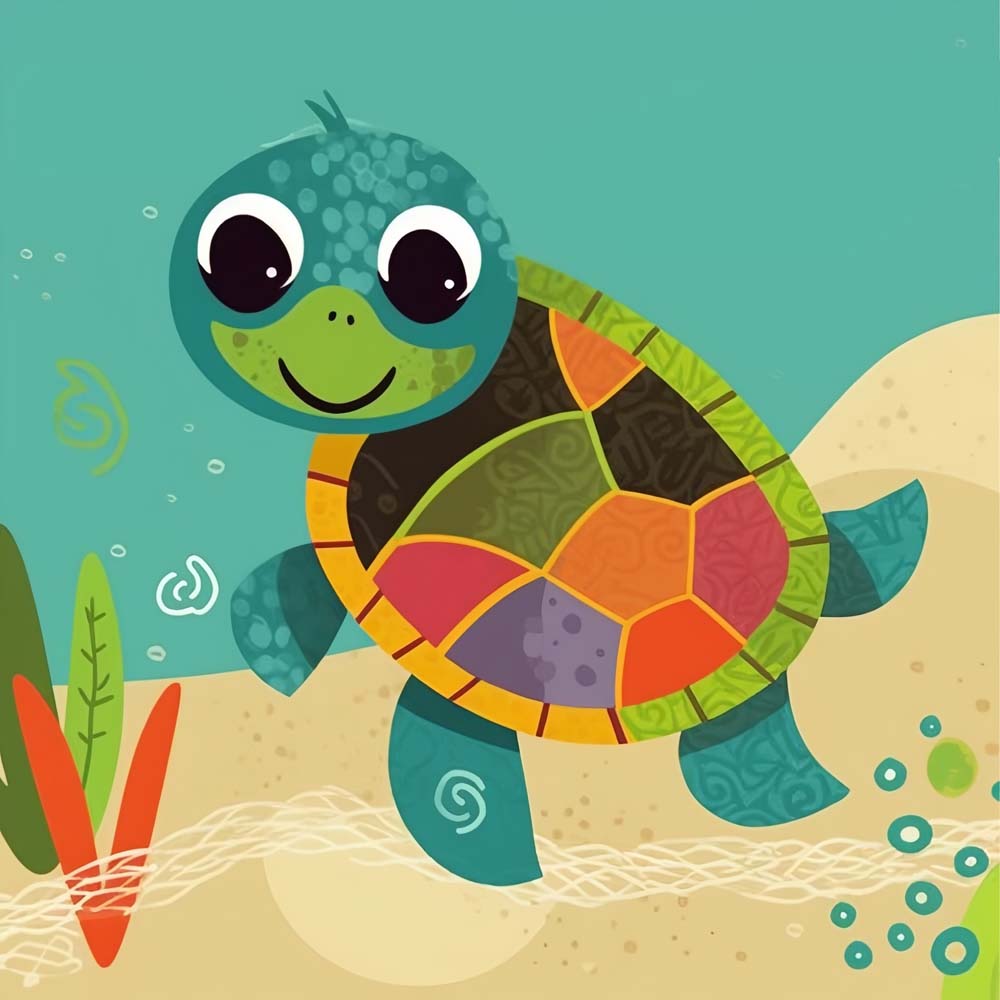 Colorful sea turtle cross stitch kit for beginners