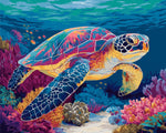 Colorful sea turtle underwater cross stitch kit for beginners