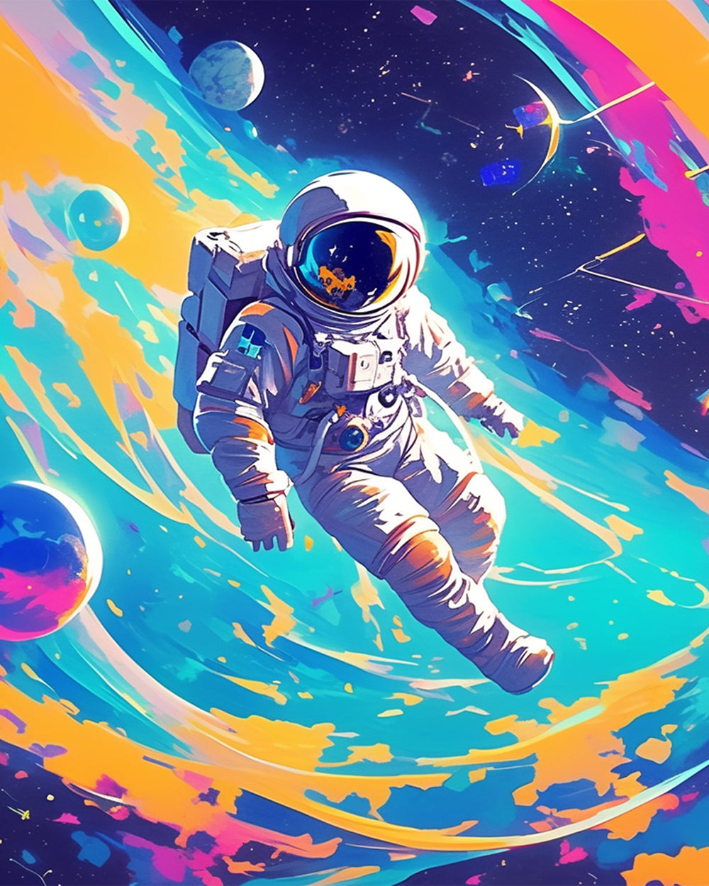 Colorful space wanderer cross stitch kit for beginners