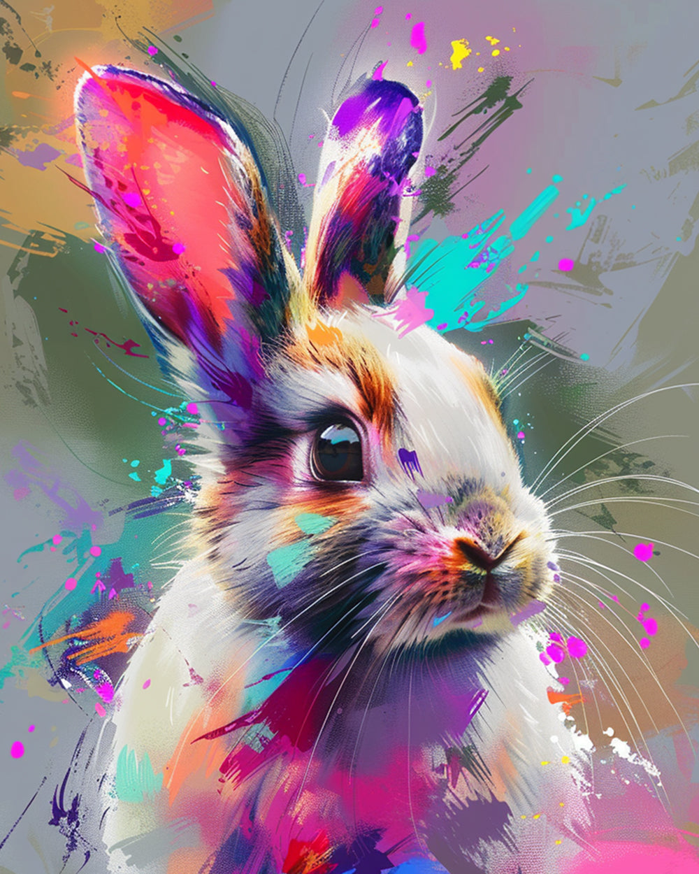 Colorful splash rabbit cross stitch kit for beginners