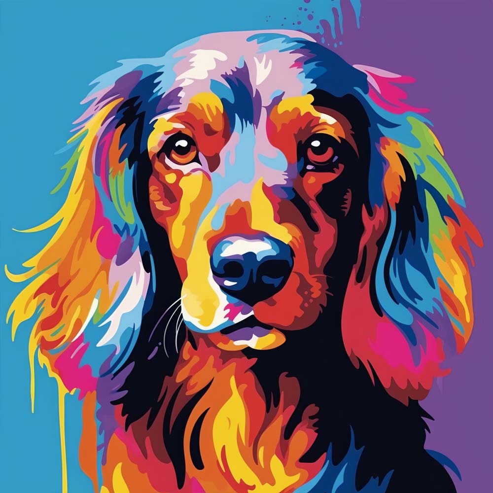 Colorful splash spaniel cross stitch kit for beginners