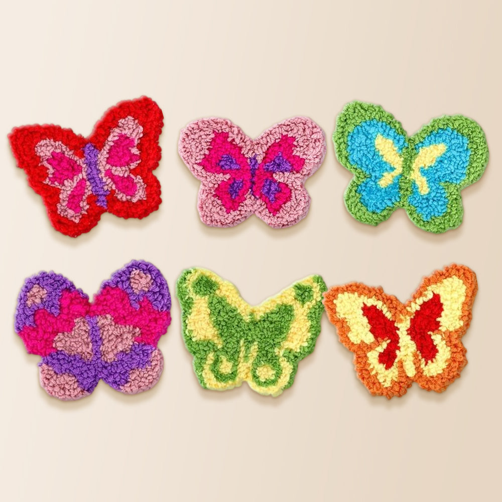 Colorful spring butterflies punch needle coaster kit finished handmade coasters