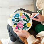 Creating handmade colorful summer blooms punch needle artwork