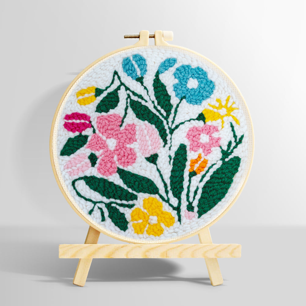 Colorful summer blooms punch needle kit for beginners
