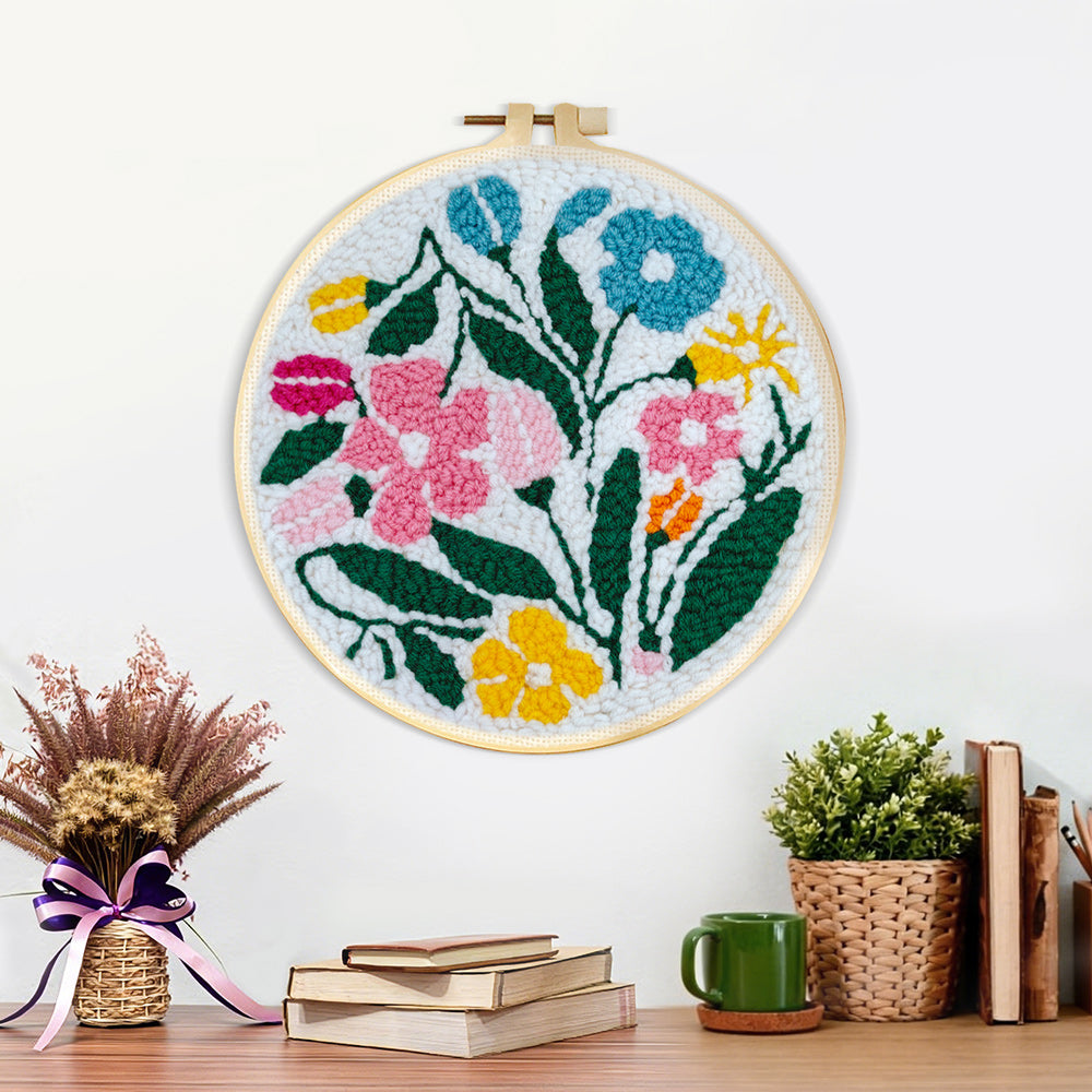 Finished colorful summer blooms artwork displayed on a wall