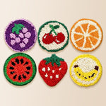 Colorful summer fruits punch needle coaster kit finished handmade coasters