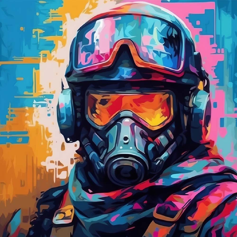 Colorful tactical operative art cross stitch kit for beginners