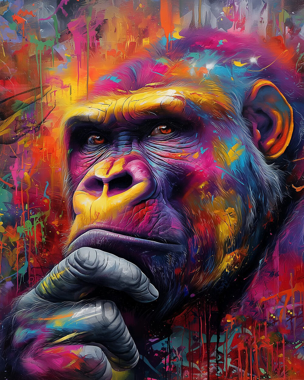 Colorful thoughtful gorilla cross stitch kit for beginners