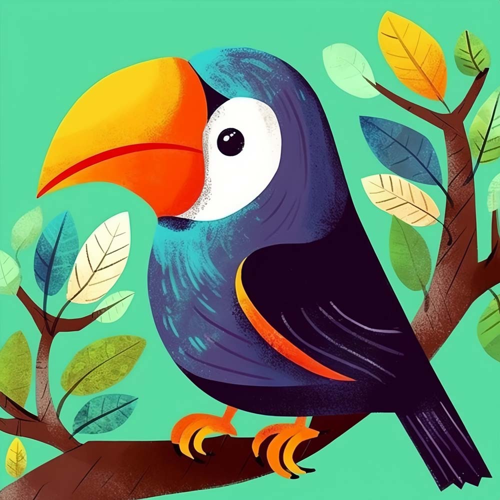 Colorful toucan bird cross stitch kit for beginners