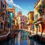 Colorful venice canal cityscape cross stitch kit for beginners