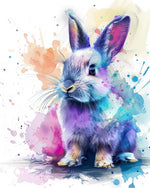 Colorful watercolor bunny cross stitch kit for beginners