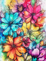 Colorful watercolor flowers cross stitch kit for beginners