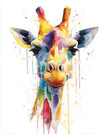 Colorful watercolor giraffe cross stitch kit for beginners
