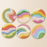Colorful wavy rainbow punch needle coaster kit finished handmade coasters