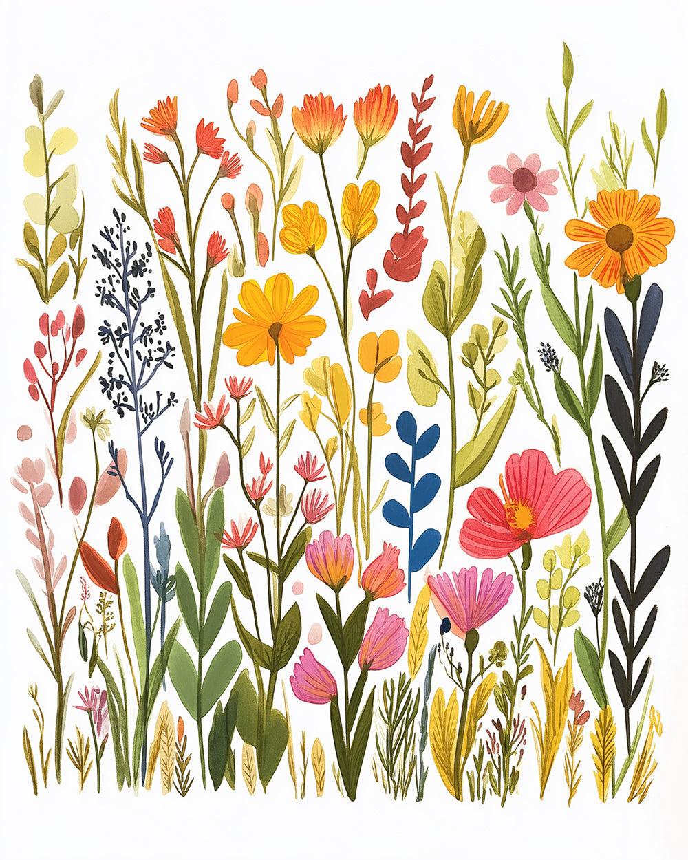 Colorful wildflower meadow cross stitch kit for beginners
