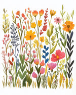 Colorful wildflower meadow cross stitch kit for beginners