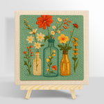 Colorful wildflowers in the glass bottles punch needle kit for beginners