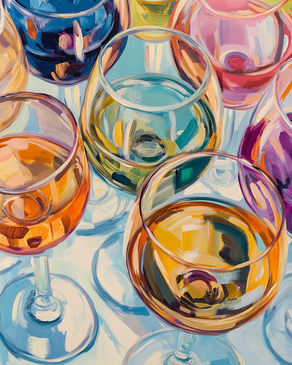 Colorful wine glasses cross stitch kit for beginners