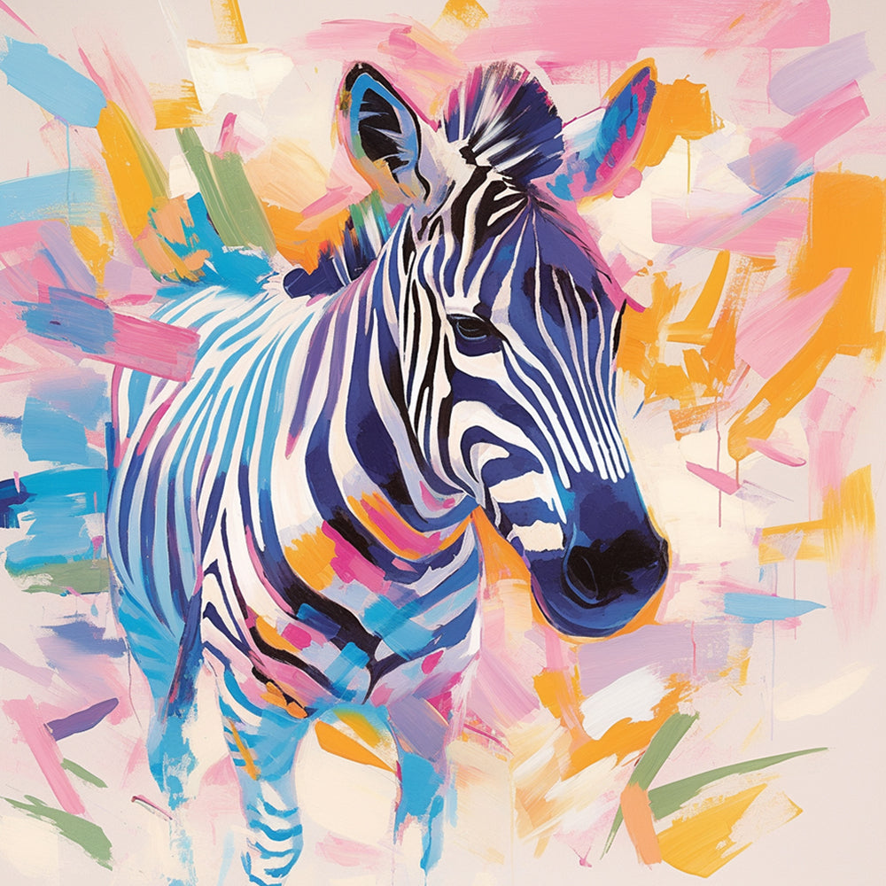 Colorful zebra cross stitch kit for beginners