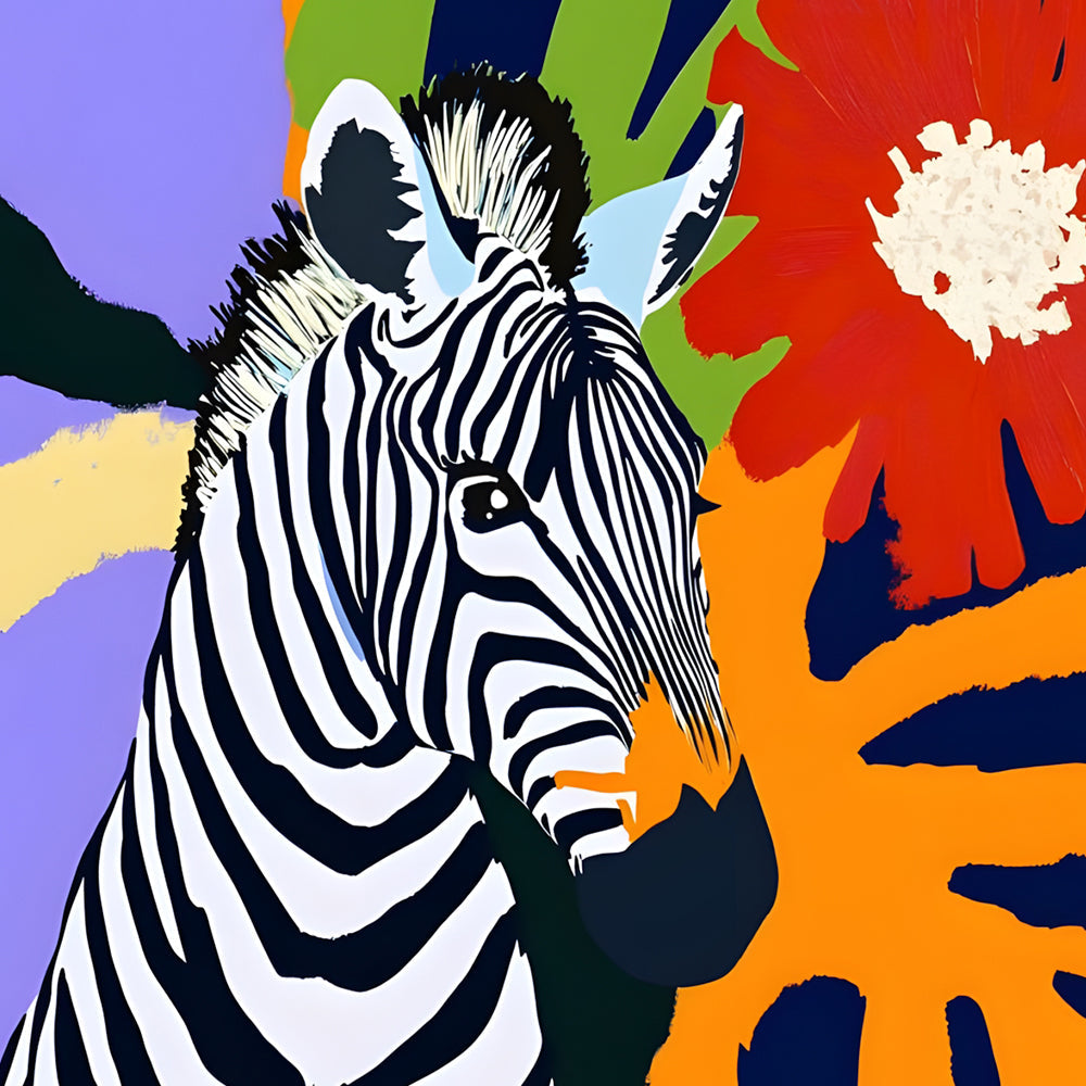 Colorful zebra floral art cross stitch kit for beginners