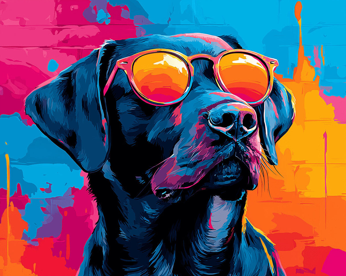 Cool dog with sunglasses cross stitch kit for beginners