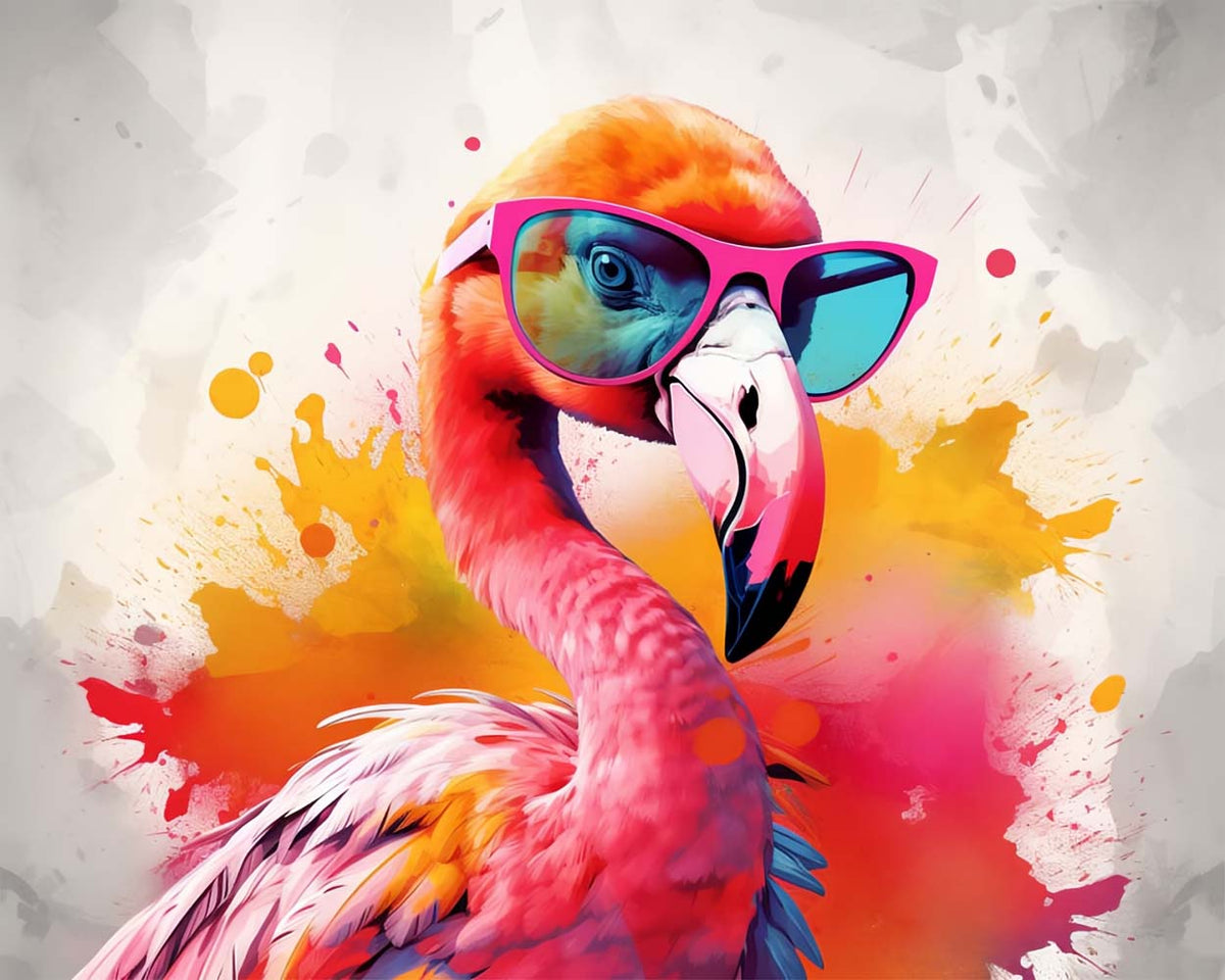 Cool flamingo wearing sunglasses cross stitch kit for beginners