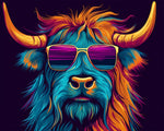 Cool highland cow with shades cross stitch kit for beginners