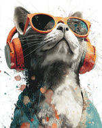Cool music‑loving cat cross stitch kit for beginners