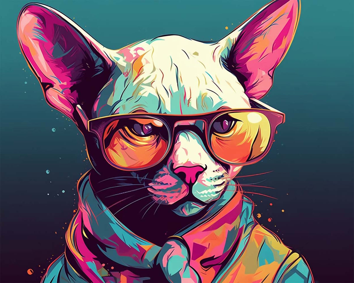 Cool shades sphynx cat cross stitch kit for beginners
