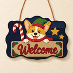 Corgi welcome sign paint by numbers door hanger finished design