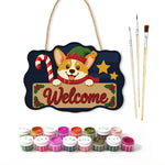 Corgi welcome sign paint by numbers door hanger with paints and brushes