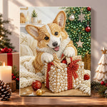 Corgi with christmas gift box pearl diamond painting kit for beginners