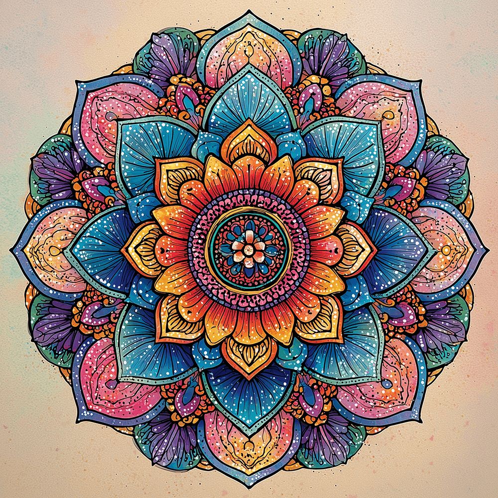 Cosmic blue and purple mandala cross stitch kit for beginners