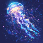 Cosmic glowing starry jellyfish cross stitch kit for beginners