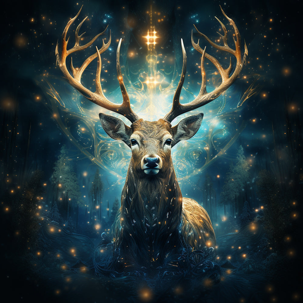 Cosmic golden stag cross stitch kit for beginners