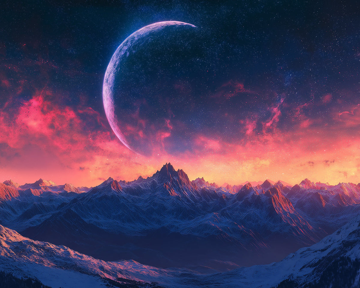 Cosmic mountain twilight cross stitch kit for beginners