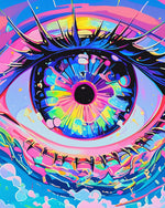 Cosmic neon eye cross stitch kit for beginners